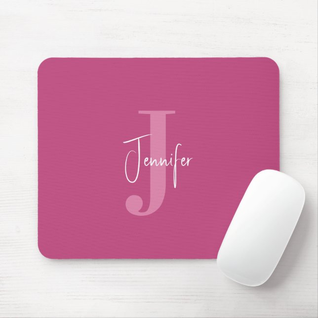 Tapis De Souris Nom personnalisé et initiale moderne fille Rose pr (Avec souris)