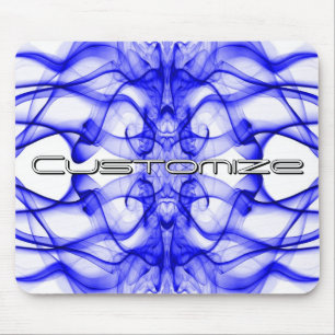 Tapis De Souris Nom personnalisé Fumée Bleue Symétrique Blanc
