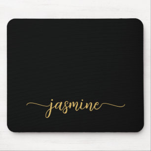 Tapis De Souris Nom personnalisé girly simple noir en monogramme