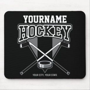Tapis De Souris NOM Personnalisé Joueur de hockey Stick Puck Team