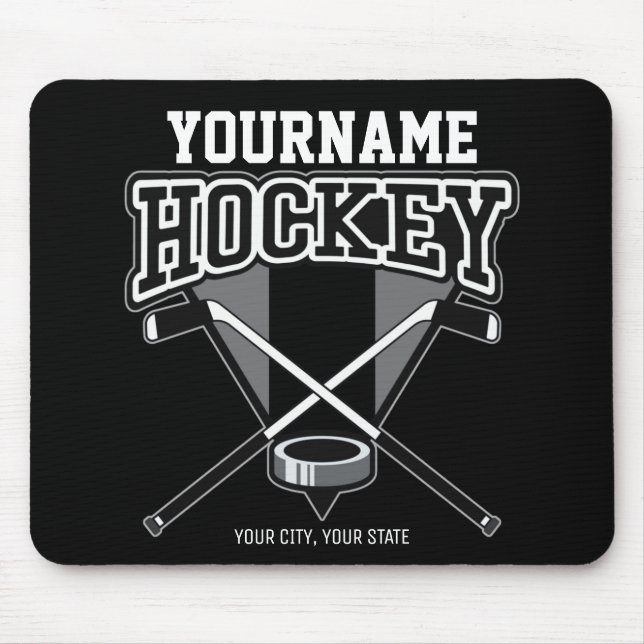 Tapis De Souris NOM Personnalisé Joueur de hockey Stick Puck Team (Devant)