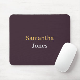 Tapis De Souris Nom personnalisé minimaliste moderne bordeaux