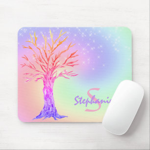 Tapis De Souris Nom personnalisé Monogram Rainbow Mouse Pad