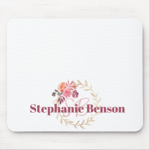 Tapis De Souris Nom personnalisé Mousepad Belle aquarelle floral