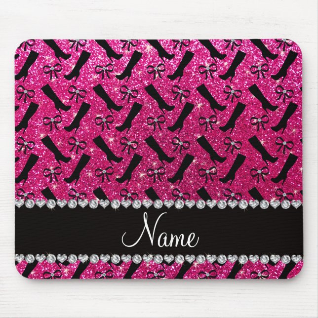 Tapis De Souris Nom personnalisé neon parties scintillant rose cha (Devant)