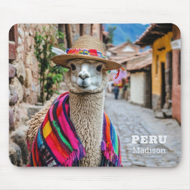 Tapis De Souris Nom personnalisé Pérou Llama (Devant)
