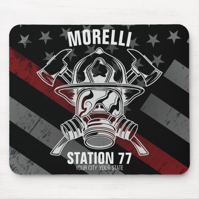 Tapis De Souris Nom personnalisé Pompier Station du service d'ince (Devant)