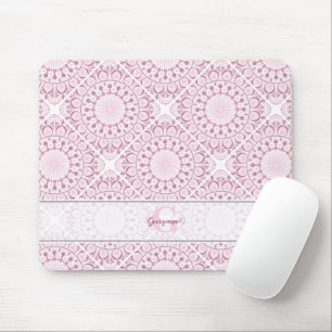 Tapis De Souris Nom personnalisé Pretty Rose Confetti Lace Mandala