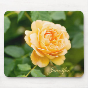 Tapis De Souris Nom personnalisé Rose jaune orange