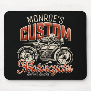 Tapis De Souris Nom personnalisé Skeleton Motorcycle Boutique