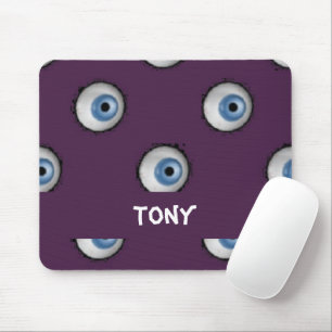 Tapis De Souris Nom personnalisé sur les grands yeux du violet