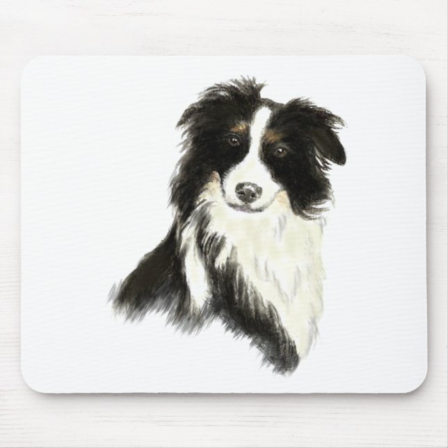 Tapis De Souris Nom personnalisé texte Bordure Collie chien animal (Devant)