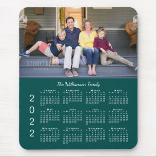 Tapis De Souris Nom photo personnalisé Blue Green 2022 Calendrier