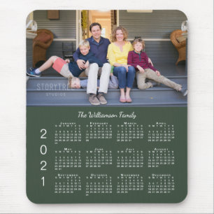 Tapis De Souris Nom photo personnalisé Calendrier Green 2021