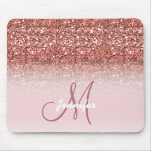 Tapis De Souris Nom rose Girly personnalisé d'étincelles de