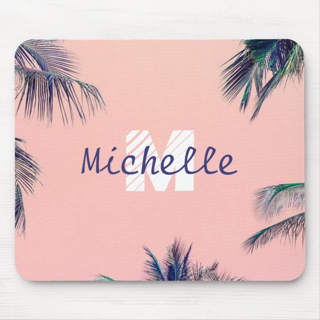 Tapis De Souris Nom rose tropicale et Mousepad initial (Devant)