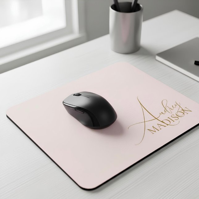 Tapis De Souris Nom Serif Script Rose (Créateur téléchargé)