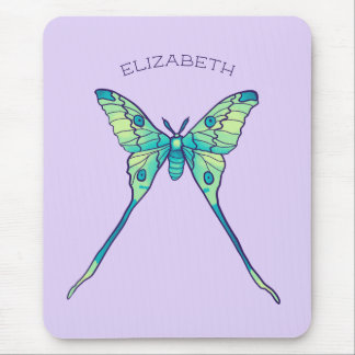 Tapis De Souris Nom vert pourpre de l'insecte papillon Luna Moth