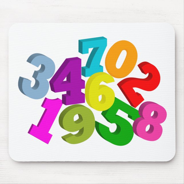 Tapis De Souris nombres de maths en couleurs (Devant)