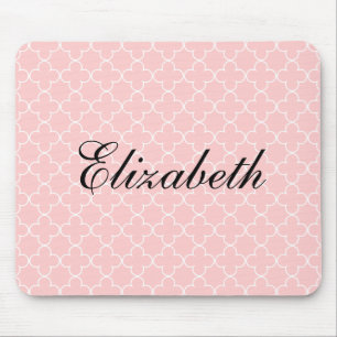 Tapis de souris nominatif Quatrefeuilles rose