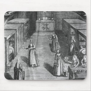 Tapis De Souris Nonnes servant la nourriture aux patients au