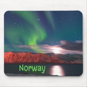 Tapis De Souris Norvège Lumières nordiques scandinaves Clips rouge