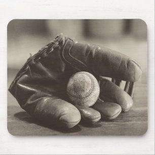 Tapis De Souris Nostalgie du baseball - Mitt et Baseball