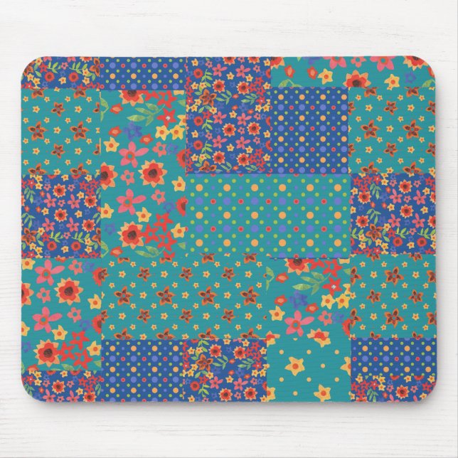 Tapis De Souris Nostalgique Faux Patchwork Motifs Mousepad (Devant)