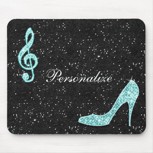 Tapis De Souris Note turquoise scintillante de musique et talon (Devant)