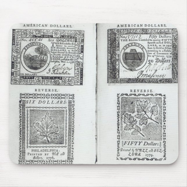 Tapis De Souris Notes de la devise continentale (Devant)
