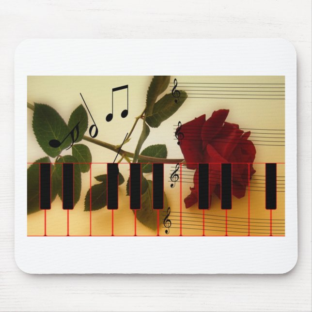 Tapis De Souris Notes de musique Clavier Red Rose Blossom Destiny (Devant)
