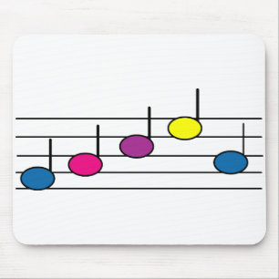 Tapis De Souris Notes de Musique Colorées Violet Bleu Rose Jaune