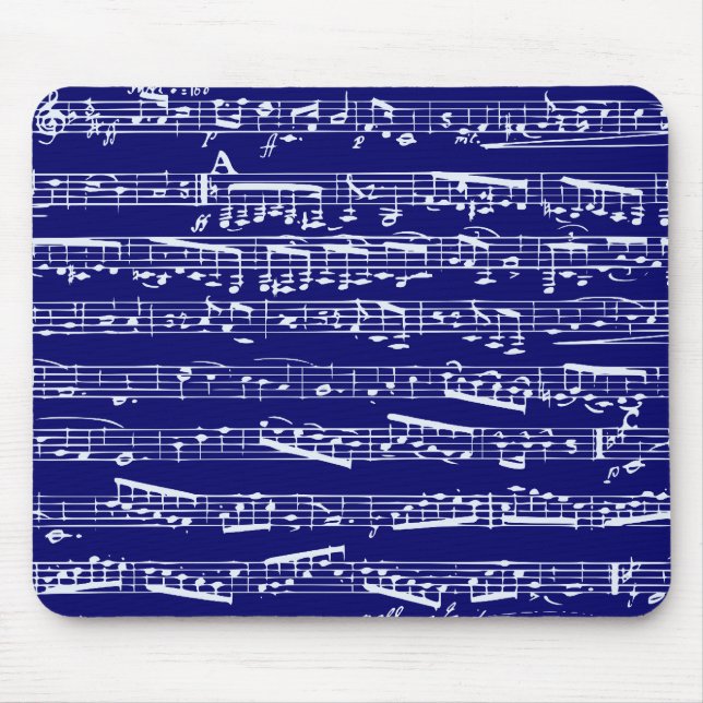 Tapis De Souris Notes de musique de bleu marine (Devant)