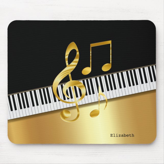 Tapis De Souris Notes de musique moderne Black Gold, Touches de pi (Devant)