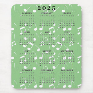 Tapis De Souris Notes musicales blanches 2025 Calendrier Mousepad