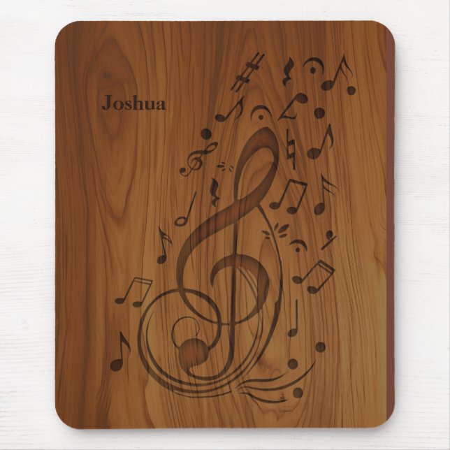 Tapis De Souris Notes musicales de Clé Débossé 3D sur le bois (Devant)