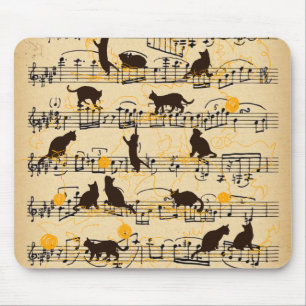 Tapis De Souris Notes musicales et chatons