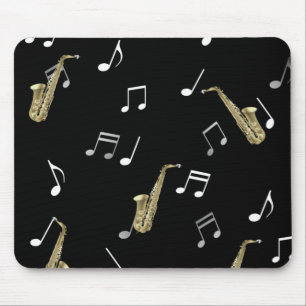 Tapis De Souris Notes musicales et saxophones Jazzy