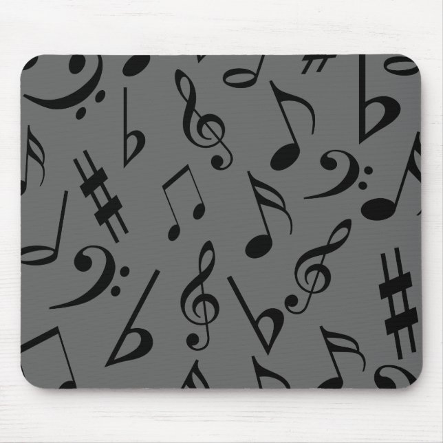 Tapis De Souris Notes musicales Mousepad - Argent (Devant)
