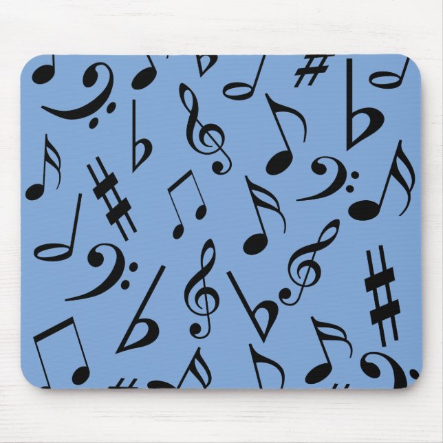 Tapis De Souris Notes musicales Mousepad - Ciel bleu et noir (Devant)