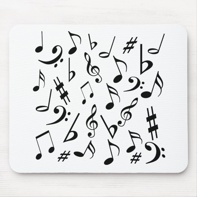 Tapis De Souris Notes musicales Mousepad - Noir et Blanc (Devant)