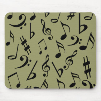 Tapis De Souris Notes musicales Mousepad - Vert olive pâle