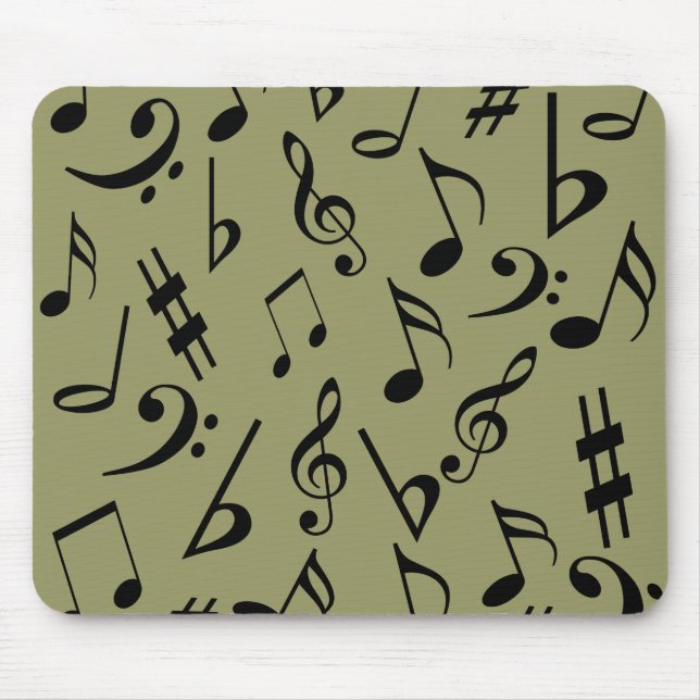 Tapis De Souris Notes musicales Mousepad - Vert olive pâle (Devant)
