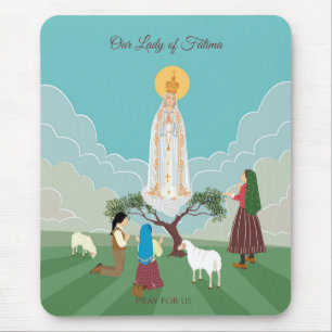 Tapis De Souris Notre-Dame de Fatima et les trois bergers