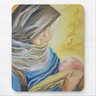 Tapis De Souris Notre Dame du Silence tenant le bébé Jésus