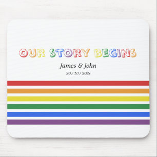 Tapis De Souris Notre histoire commence Drapeau LGBTQ arc-en-ciel 