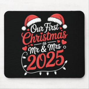 Tapis De Souris Notre Premier Noël Comme M. Mme 2025 Couples Marié