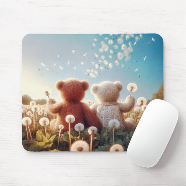 Tapis De Souris Nounours dans un champ de Dandelion (Avec souris)