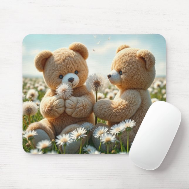 Tapis De Souris Nounours dans un champ d'été (Avec souris)