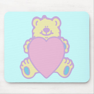 Tapis De Souris Nounours en peluche cœur d'amour